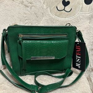 JustFab Emerald Textured Crossbody Bag